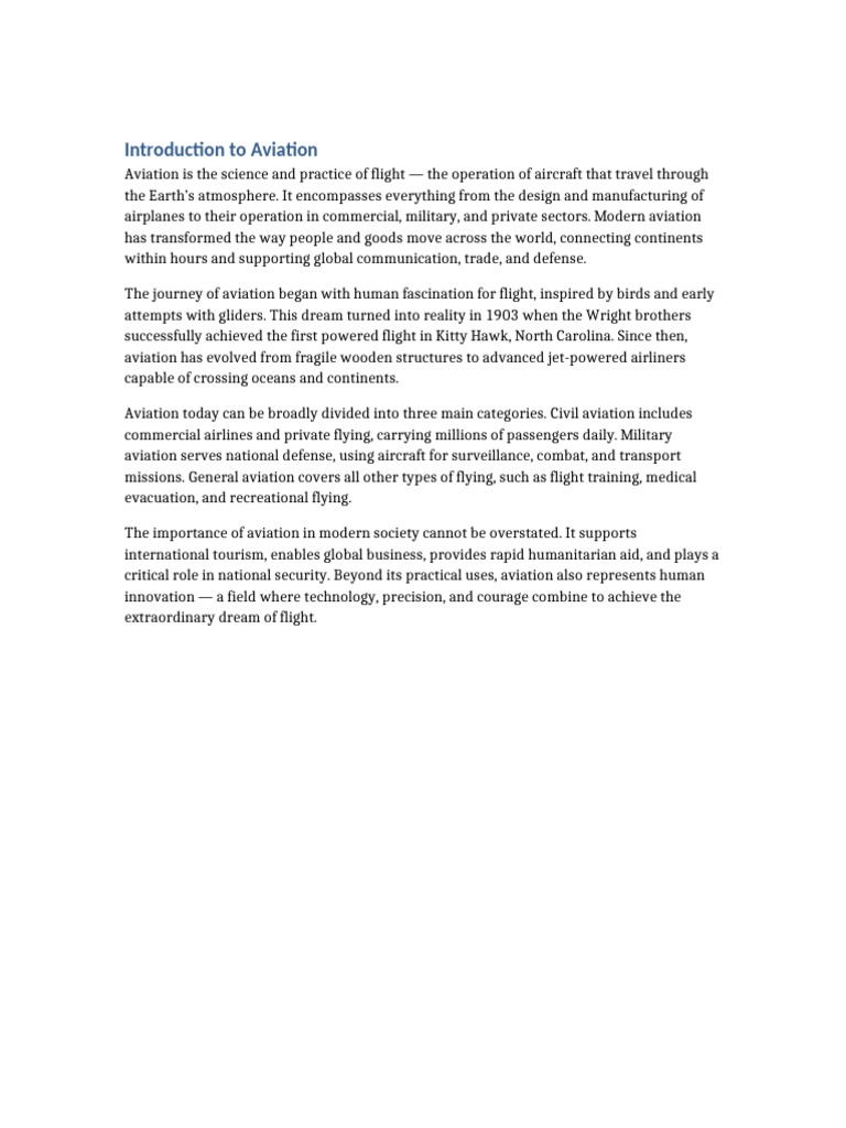 Aviation 1 Introduction To Aviation Professional | PDF