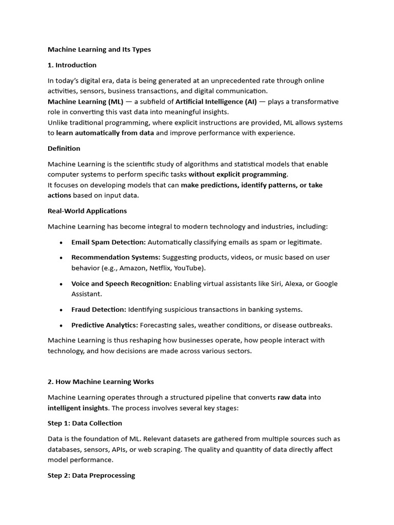 Machine Learning and Its Types | PDF | Machine Learning | Cluster Analysis
