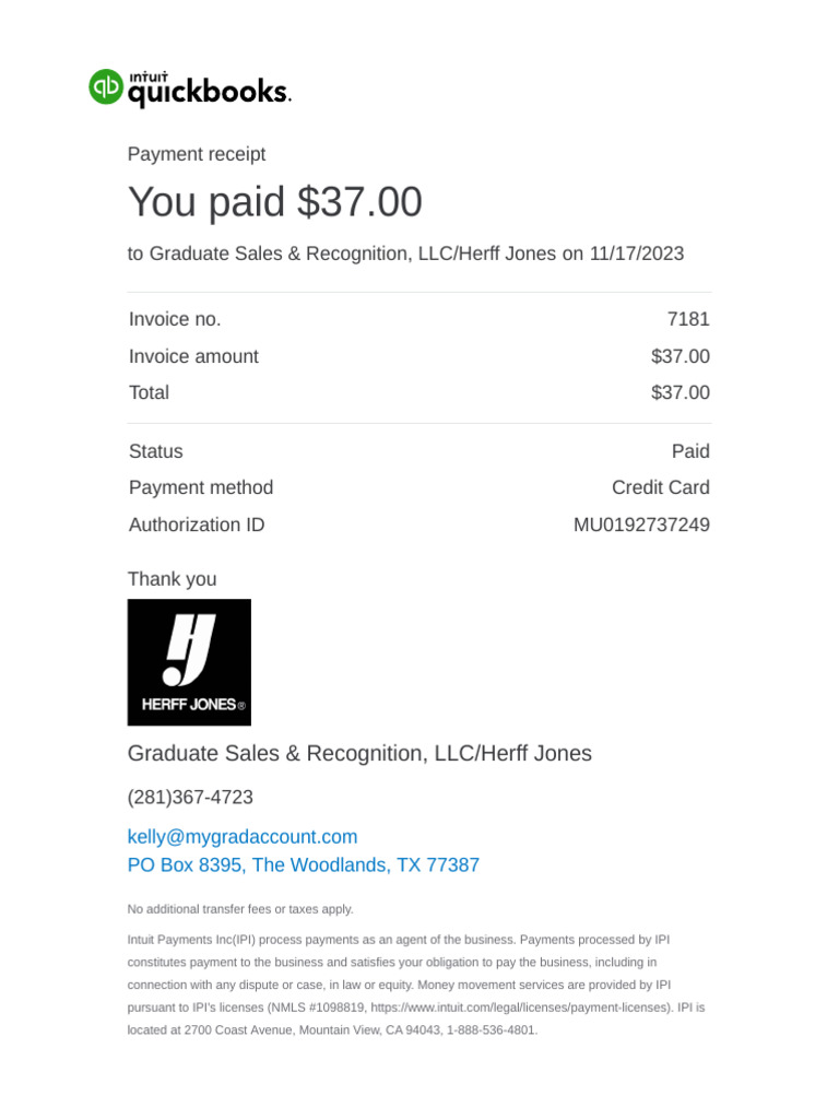 Payment Receipt for Graduate Sales | PDF