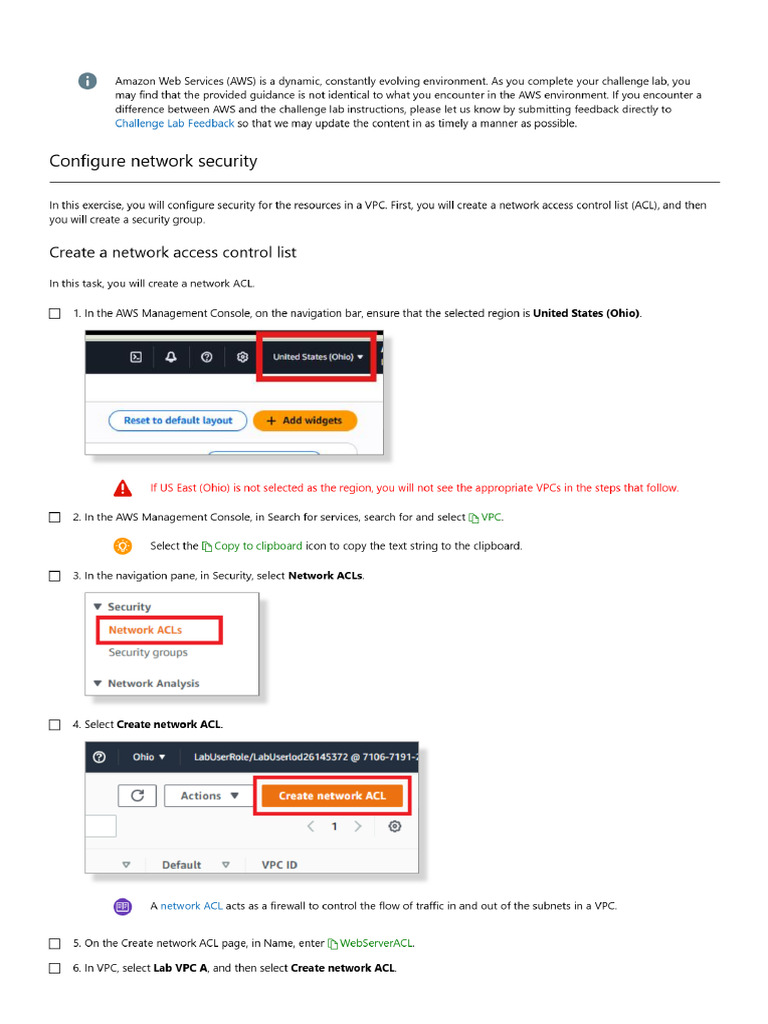 Create Network ACL | PDF