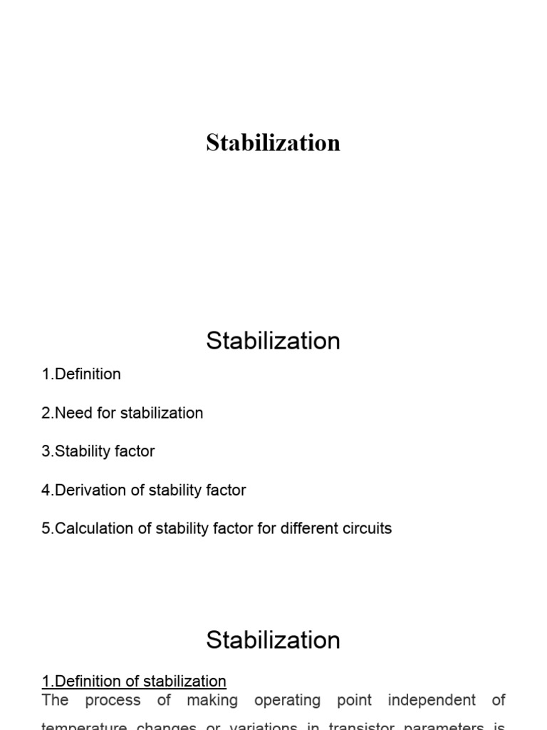 Stabilisation | PDF