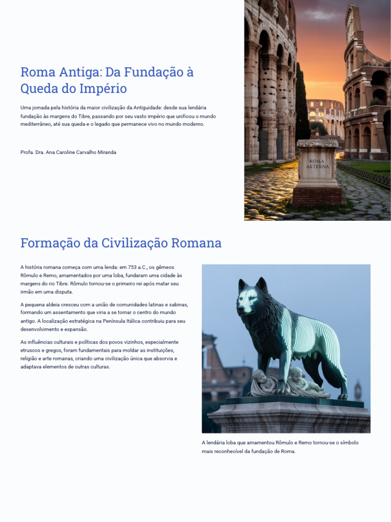História da Roma Antiga: Fundação e Queda | PDF | Império Romano | Roma ...