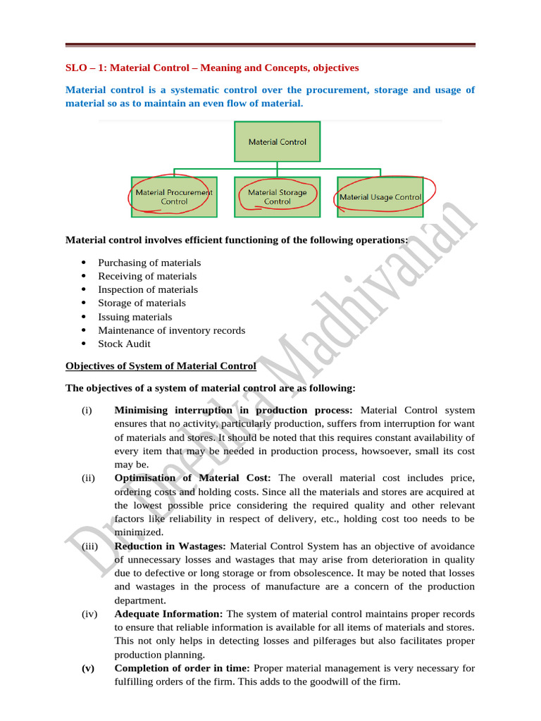 UNIT 3 Material Cost Notes | PDF | Business | Business Economics