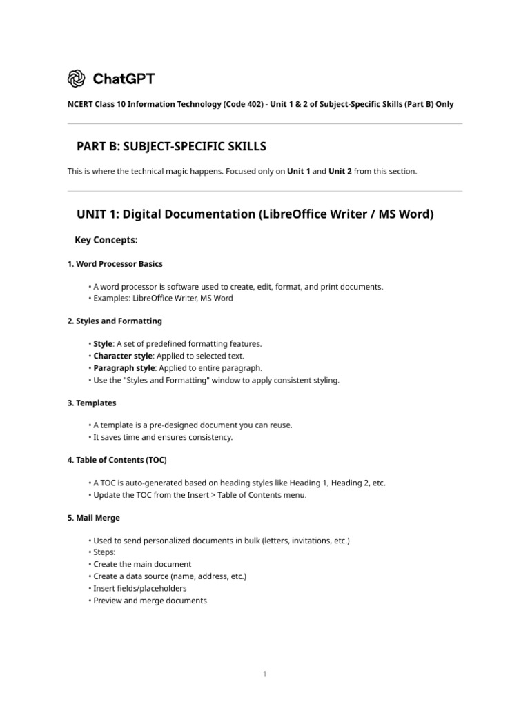 Class10 It Masterguide | PDF | Spreadsheet | Software