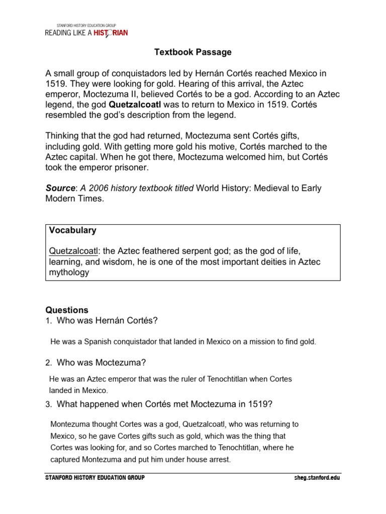 Kami Export - Moctezuma and Cortés Student Materials | PDF | Hernán ...