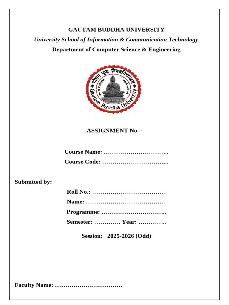 Gautam Buddha University Assignment Template | PDF