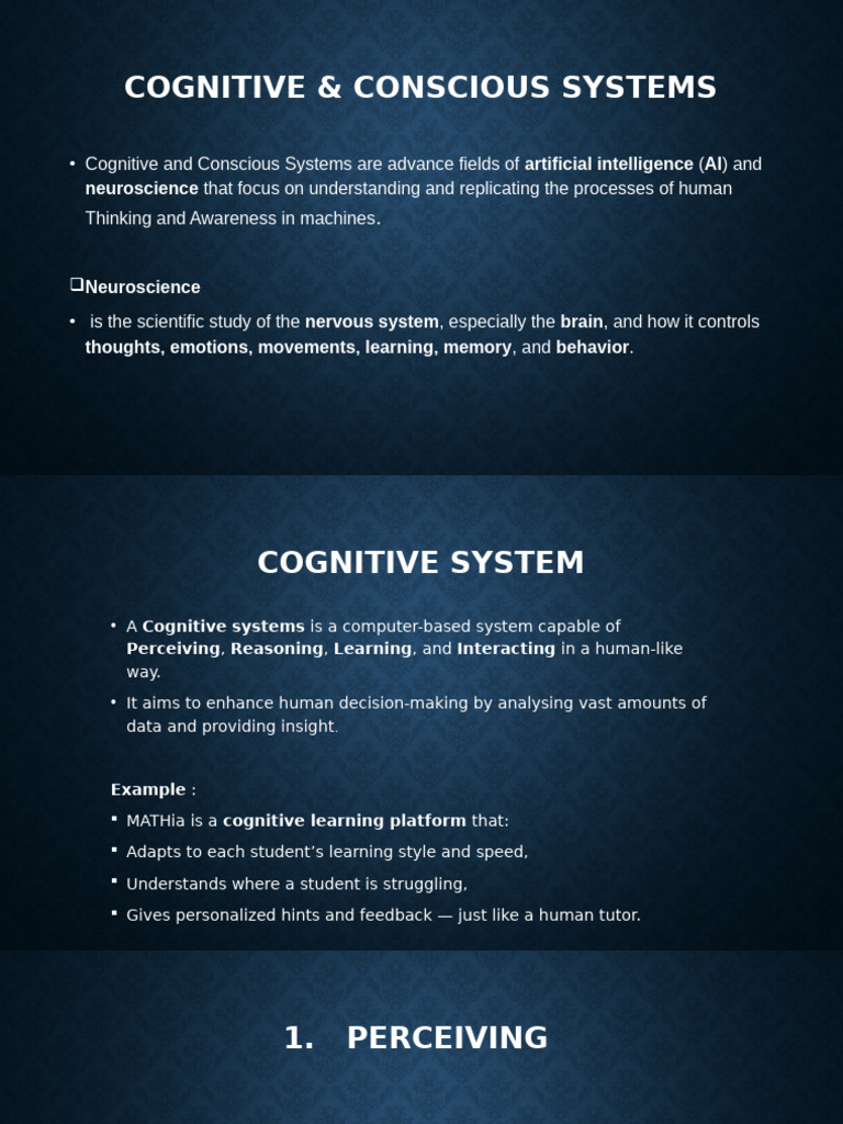 Cognitive and Conscious Systems Explained | PDF | Intelligence (AI ...