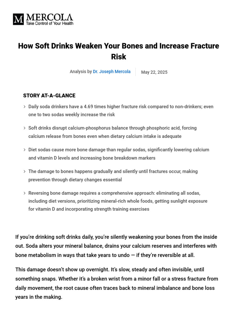 Soft Drinks and Bone Health PDF | PDF | Bone | Vitamin D