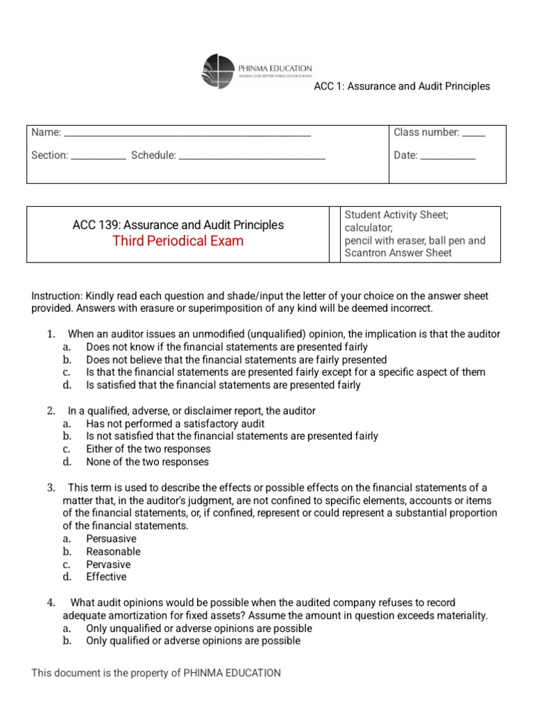 Assurance and Audit Principles Exam Guide | PDF | Audit | Auditor's Report