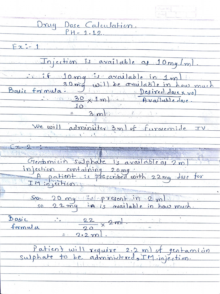 Drug Dose Calculation Guidelines | PDF