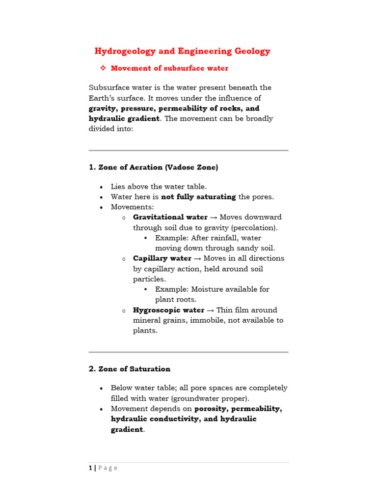 Subsurface Water Movement and Springs | PDF | Aquifer | Porosity