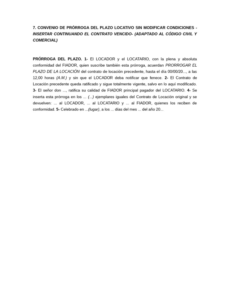 Prórroga de Contrato de Locación | PDF