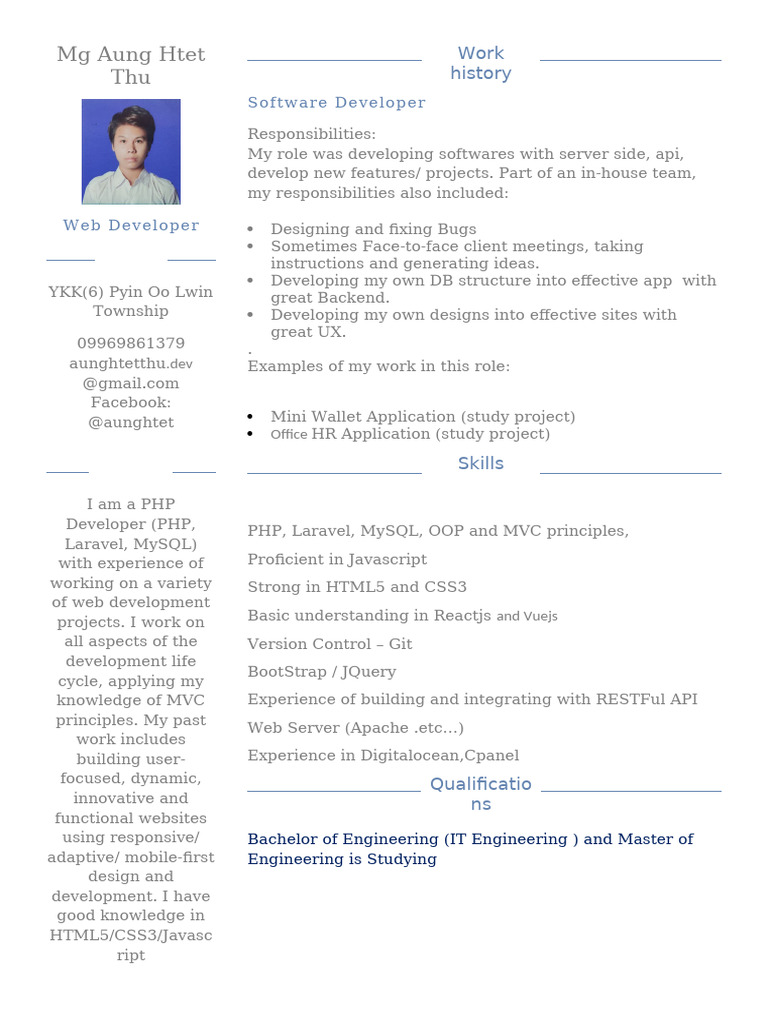 PHP Web Developer with Laravel Expertise | PDF