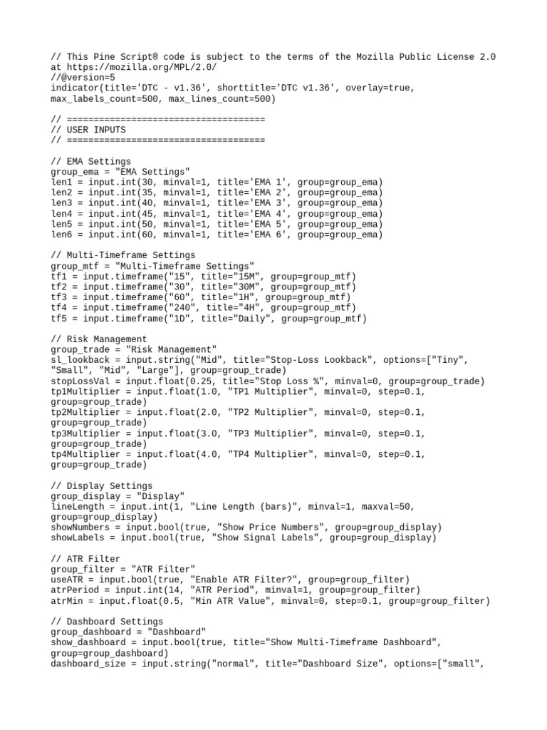 DTC Trading Indicator Script v1.36 | PDF | Computer Programming | Computing