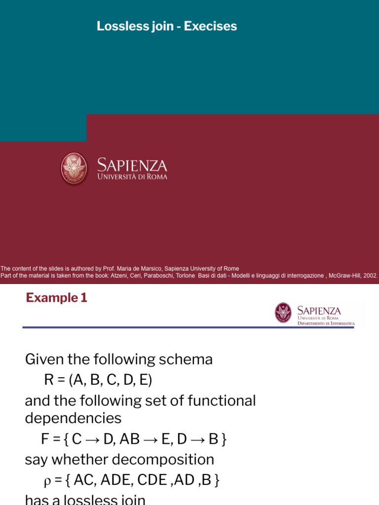 Lossless Join Decomposition Exercises | PDF | Data Management ...