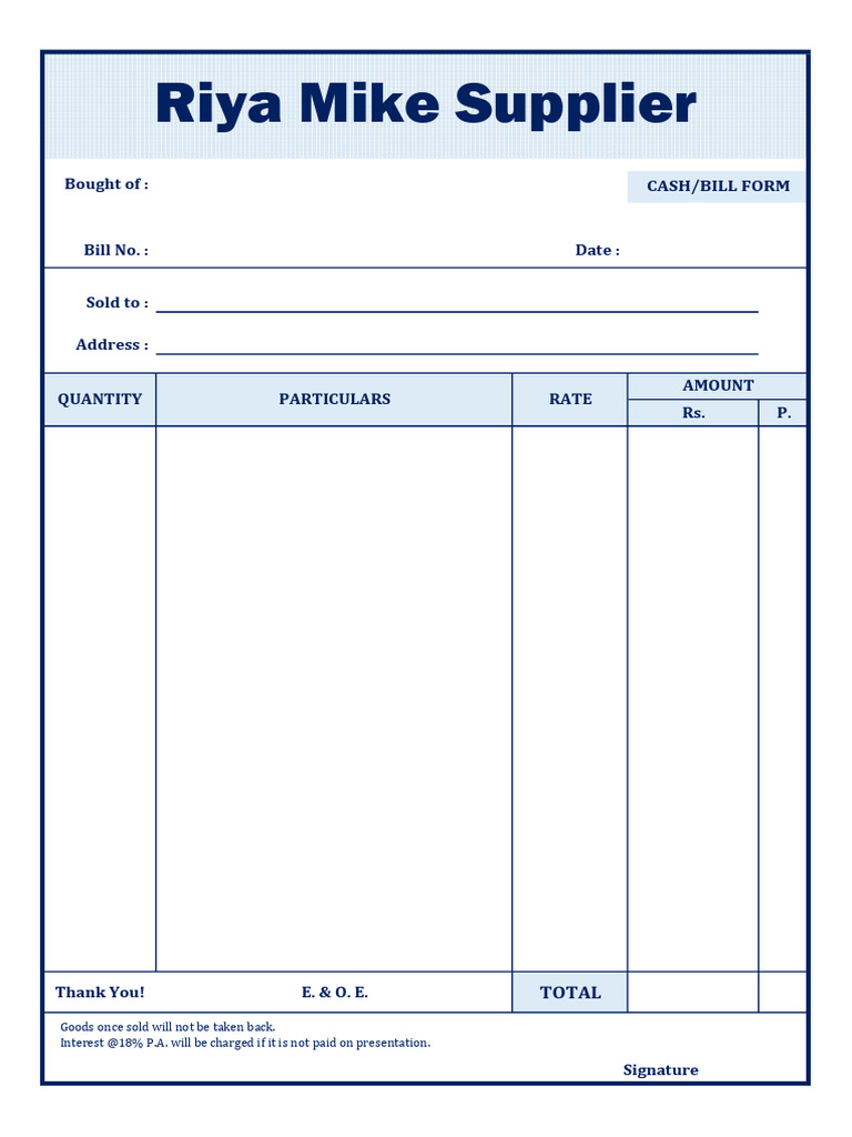 Bill Form - Mike | PDF