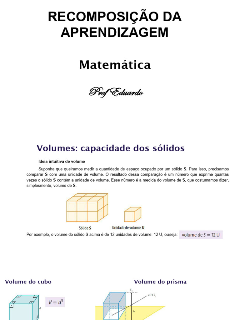 Cálculo de Volume de Sólidos em Matemática | PDF