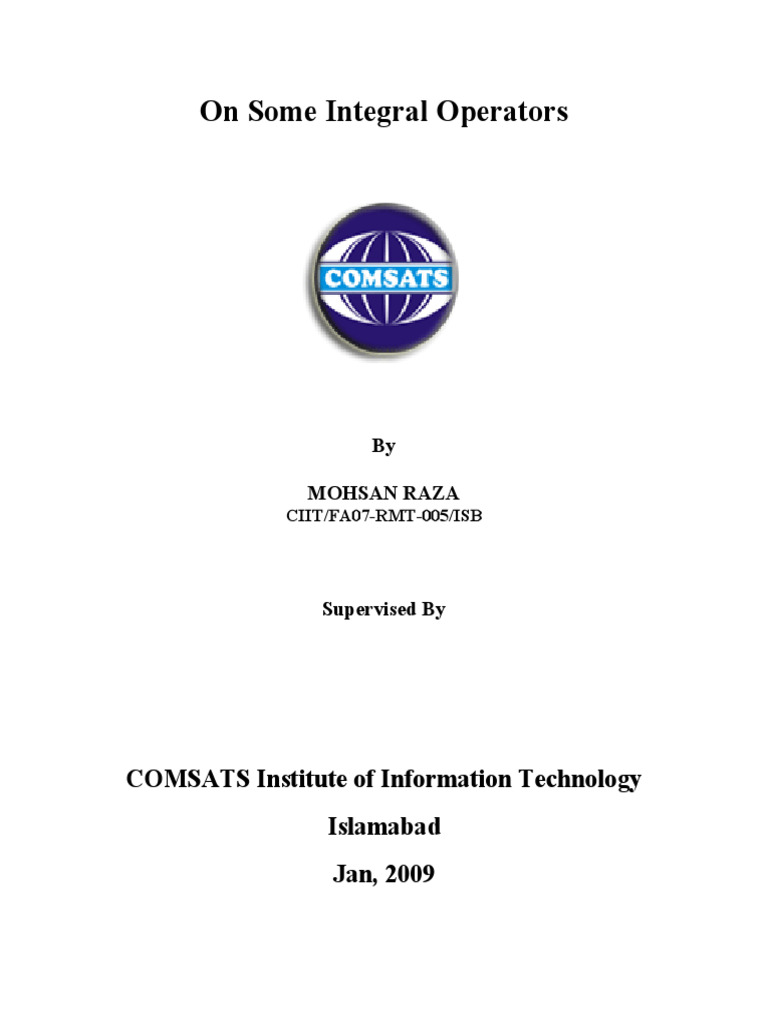 MS Thesis, Mohsan | PDF | Function (Mathematics) | Integral