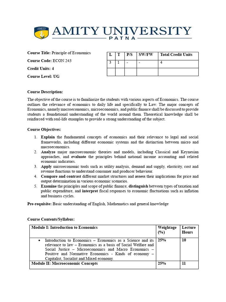 Principles of Economics Course Overview | PDF | Economics | Microeconomics