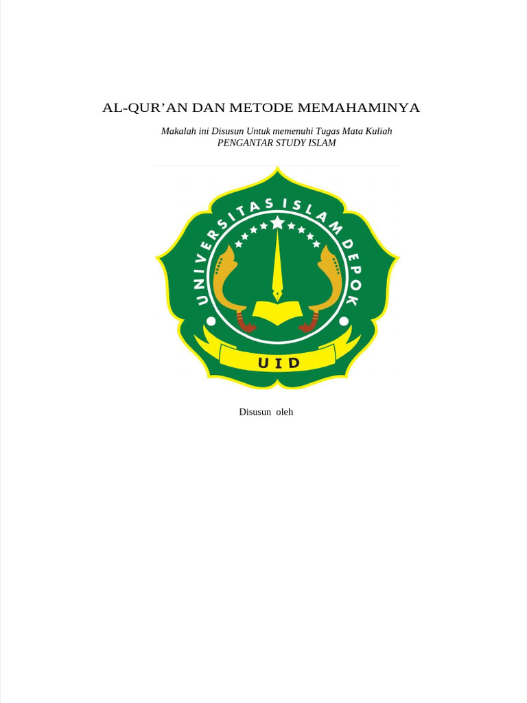 PDF Sumber Utama Study Islam 1 Definisi Al Qurx27an Dan Metode ...
