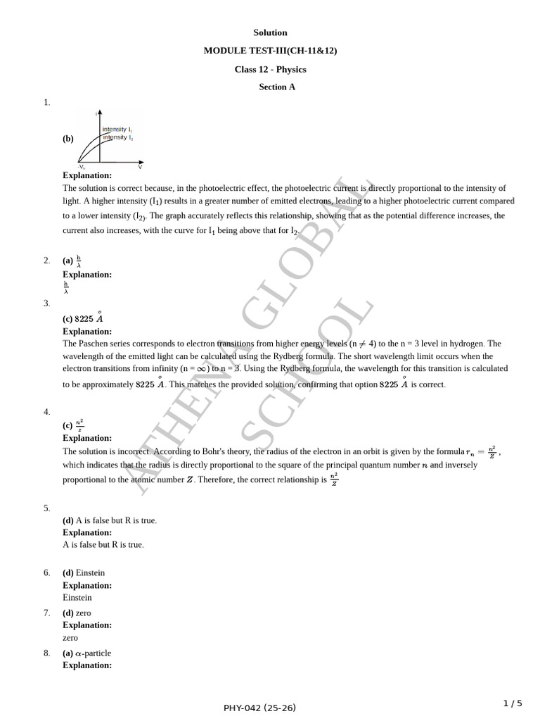 Sol Module Test-III (Ch-11&12) | PDF | Photoelectric Effect | Electron