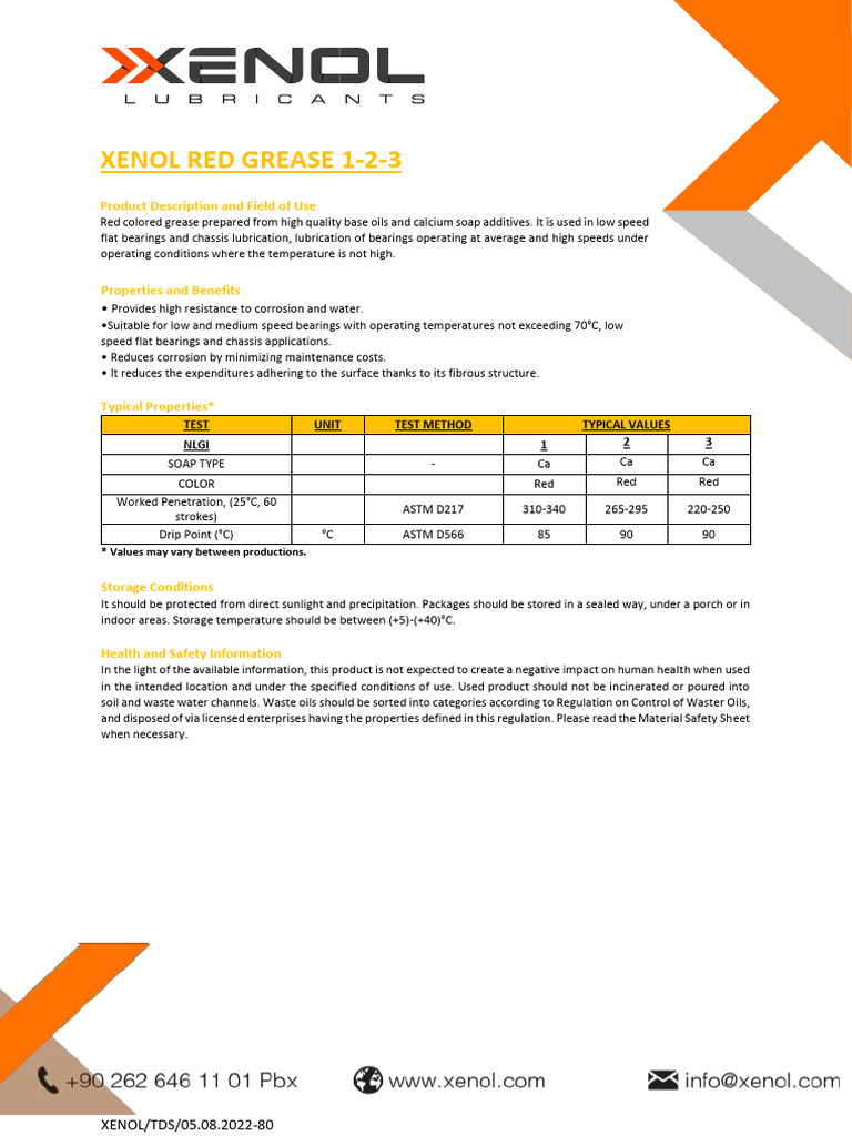 Xenol Red Grease Technical Data Sheet | PDF