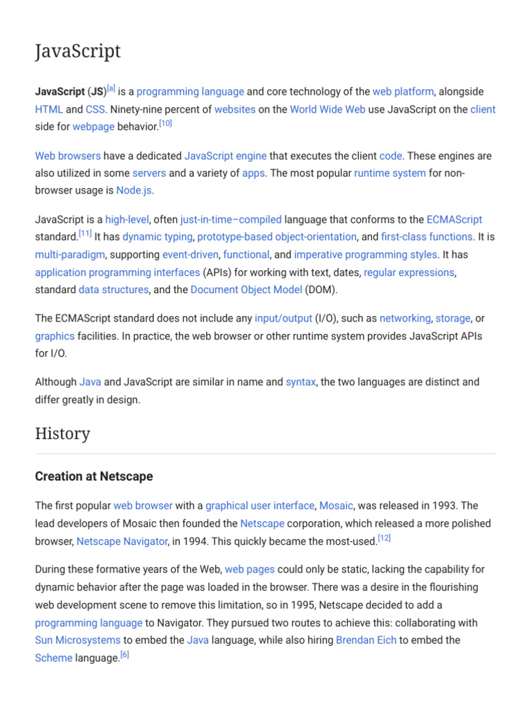 JavaScript - Wikipedia | PDF | Java Script | World Wide Web