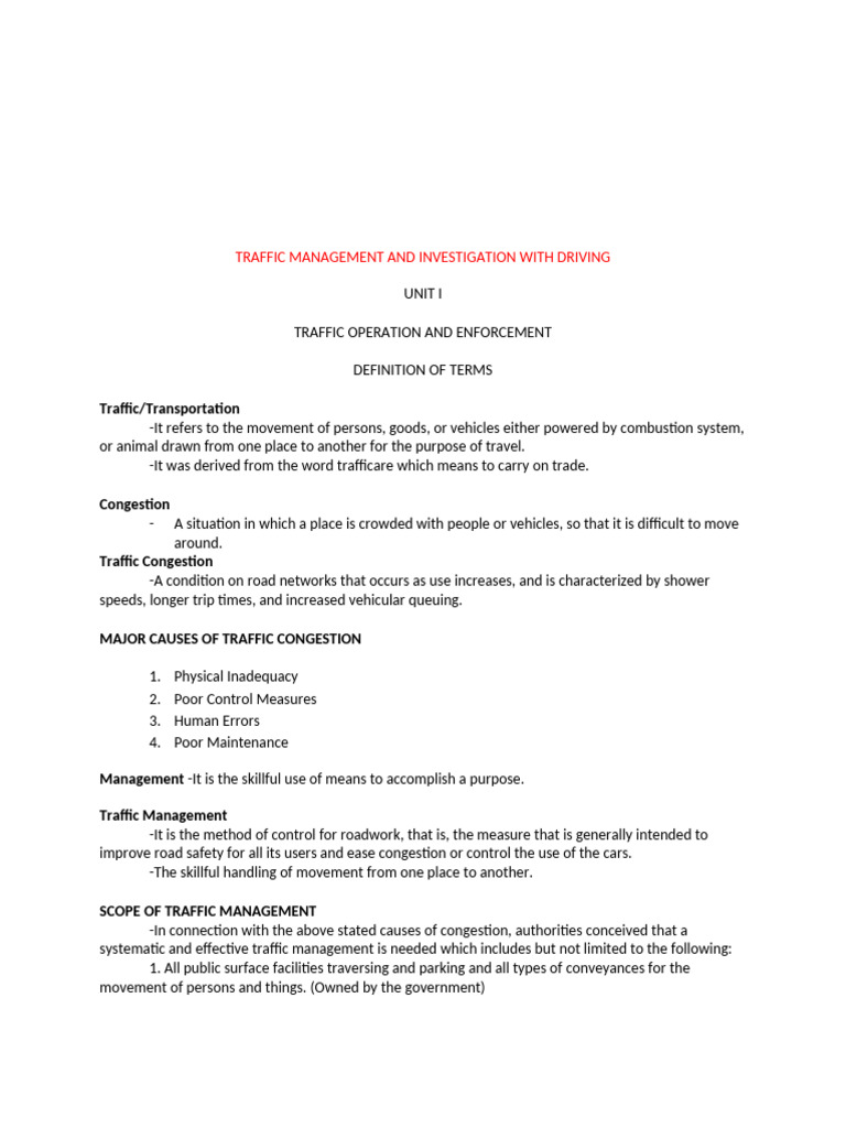 Traffic Management and Accident Investigation | PDF | Traffic | Lane