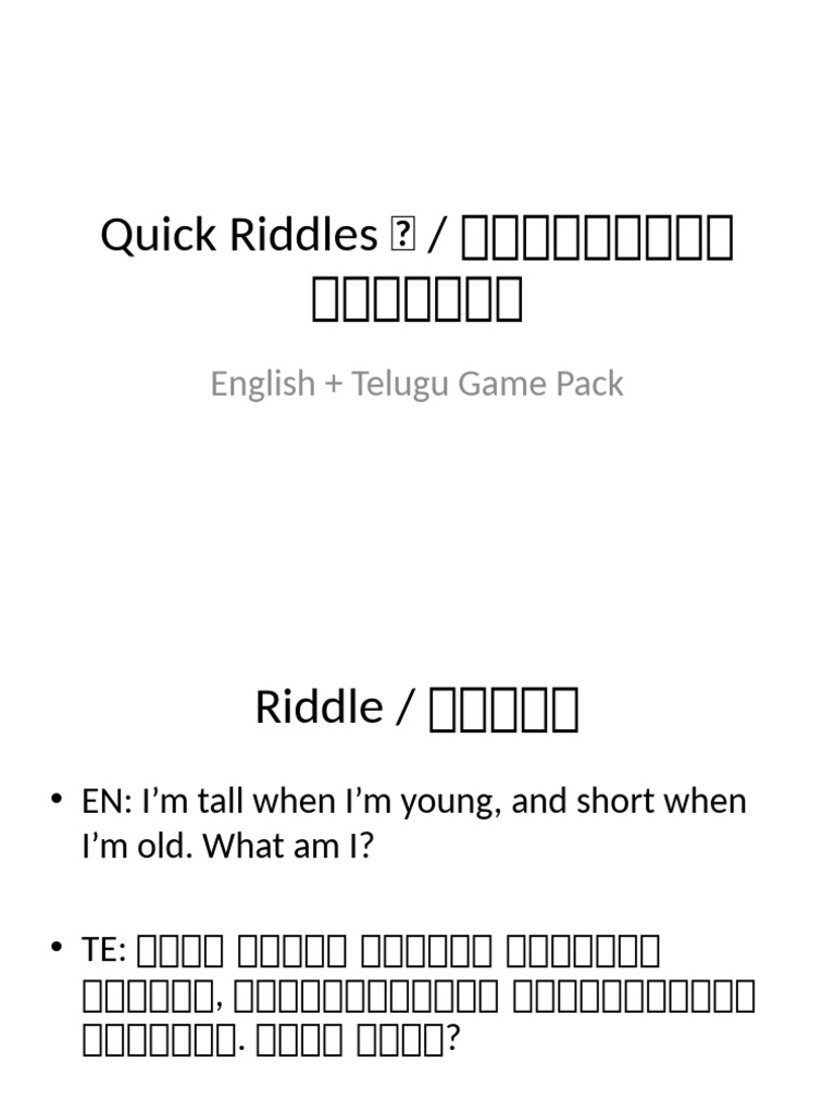 Quick Riddles Bilingual | PDF