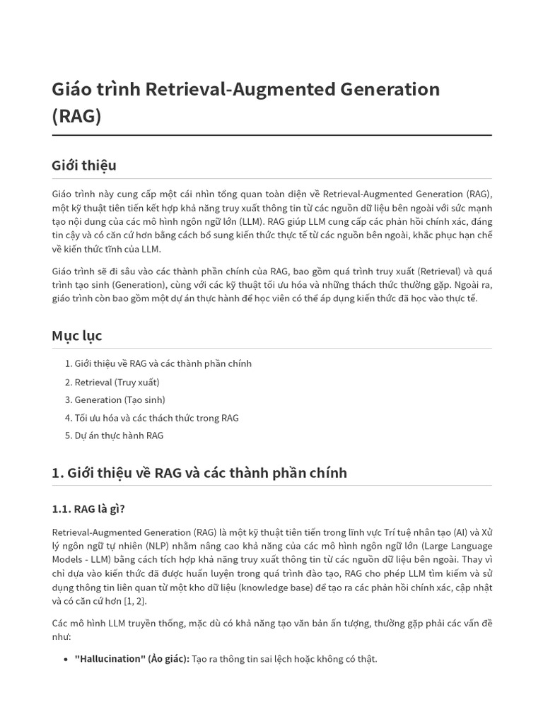 Giáo trình Retrieval-Augmented Generation (RAG) : Giới thiệu | PDF
