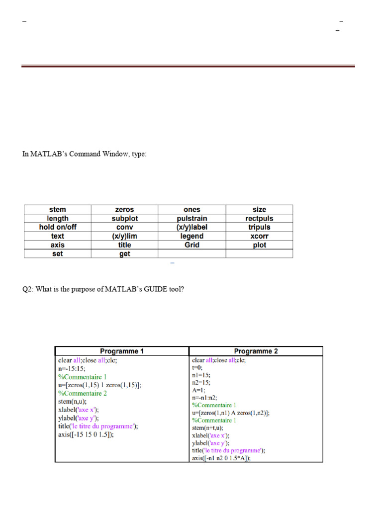 Tp01 Matlab English | PDF | Computing | Computer Engineering