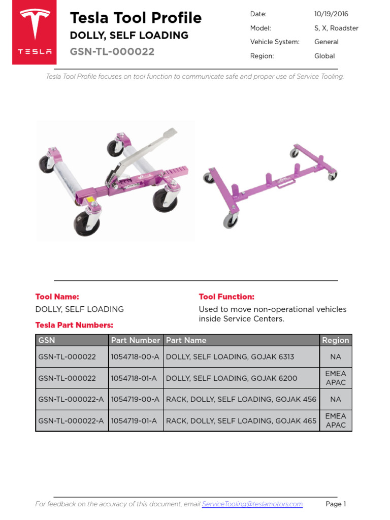 Tesla Service Tooling Overview | PDF