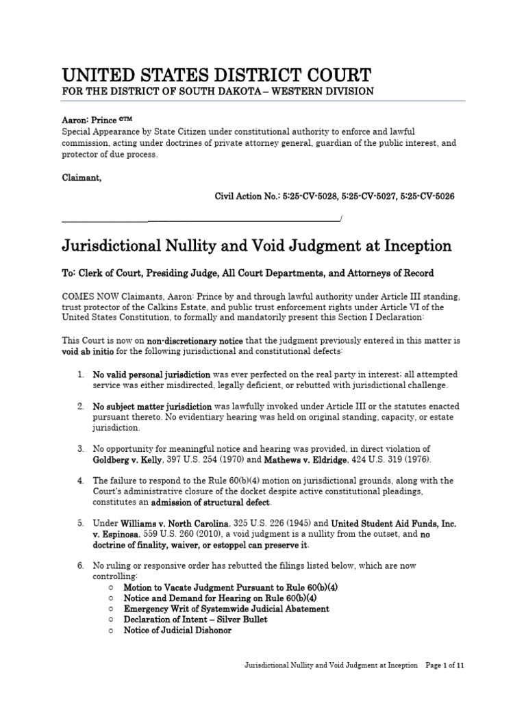 Jurisdictional Nullity and Void Judgment | PDF | Annulment | Title 18 ...