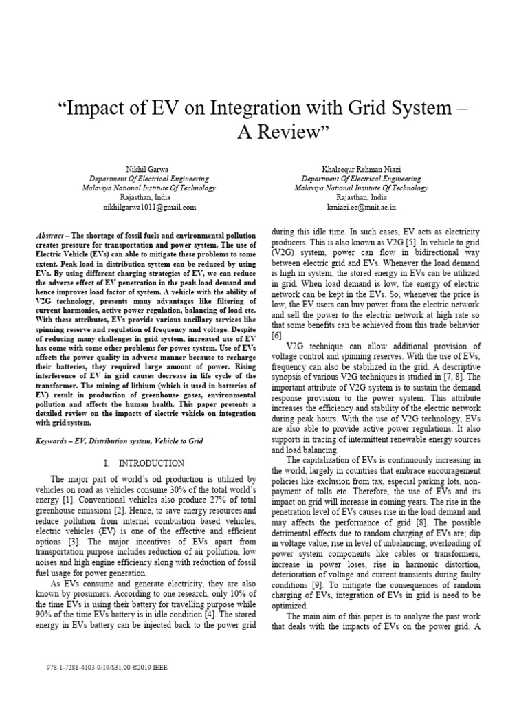 EV Integration Impact on Power Grid | PDF | Electric Vehicle ...