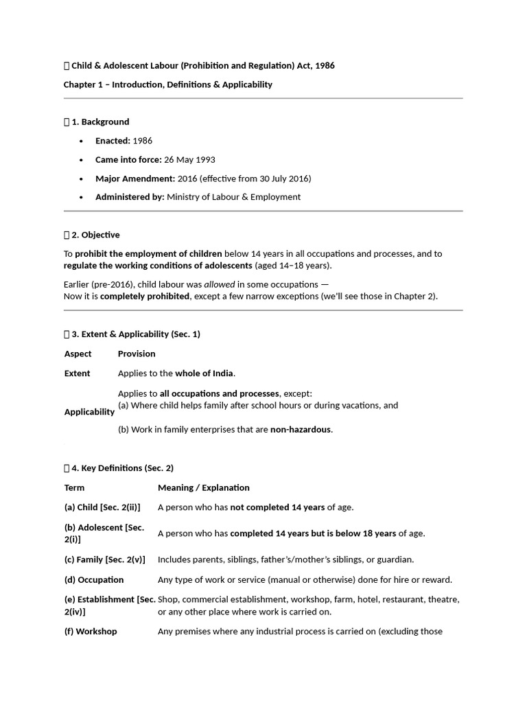Child Labour Prohibition Act Overview | PDF | Child Labour | Justice