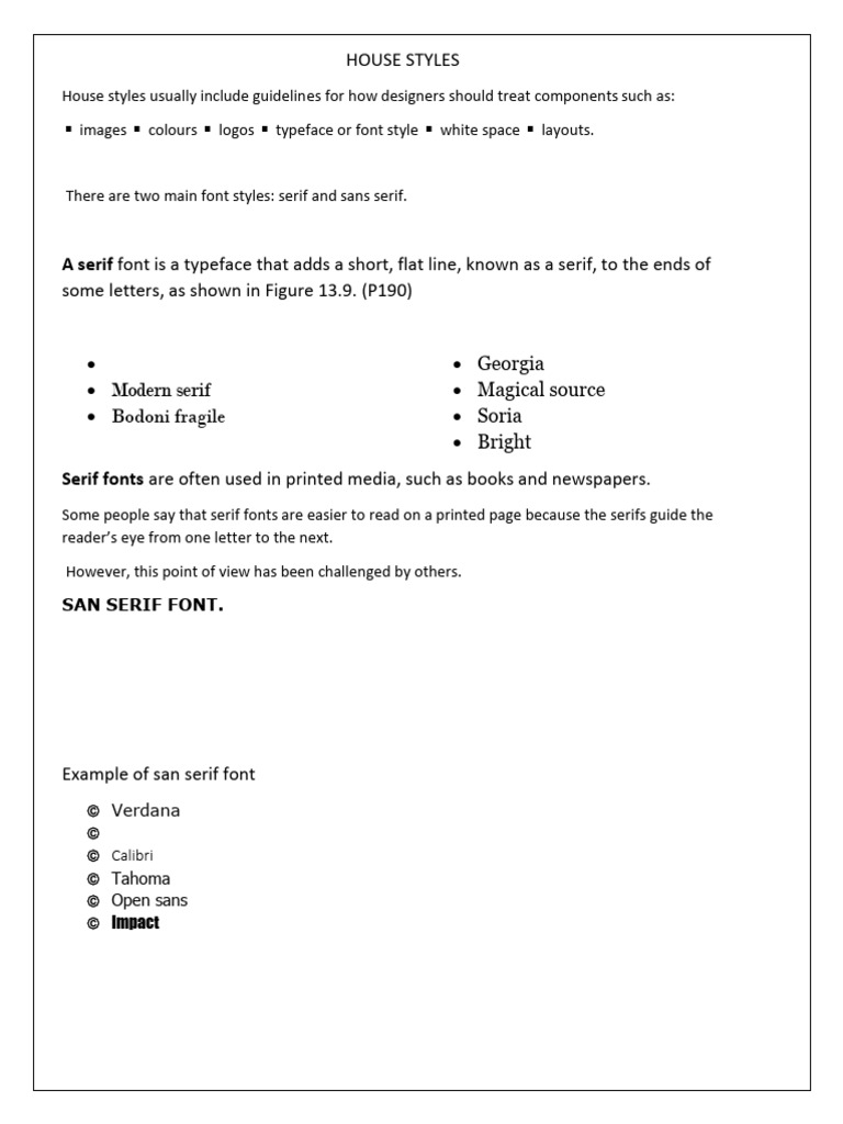 House Styles: Fonts and Color Guidelines | PDF | Typefaces | Serif