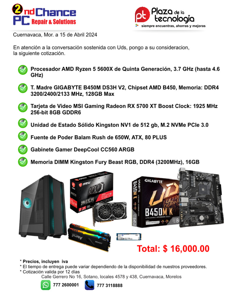 Cotización de PC Gamer en Cuernavaca | PDF