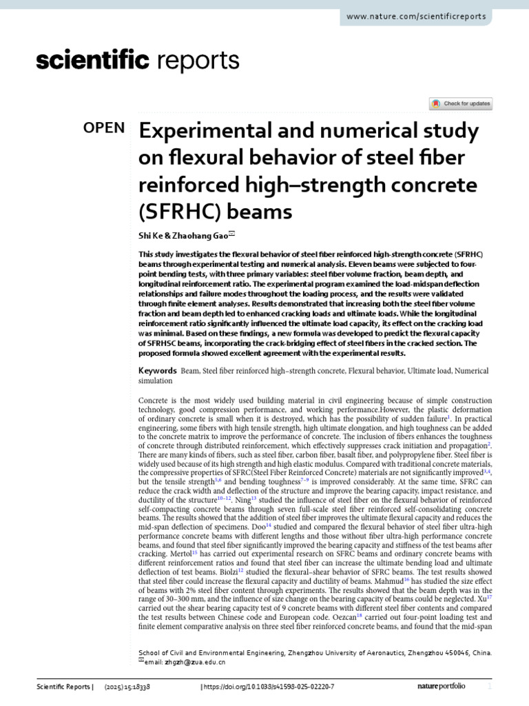 Flexural Behavior of SFRHC Beams Study | PDF | Fracture | Reinforced ...