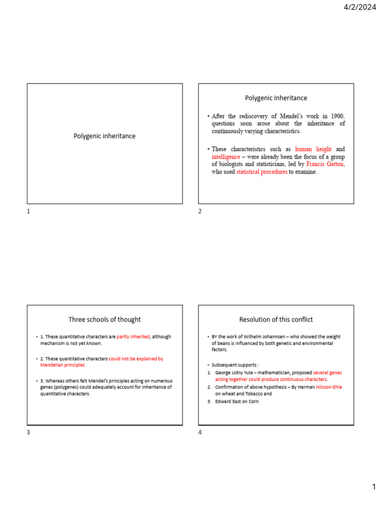 Understanding Polygenic Inheritance | PDF | Heredity | Gene