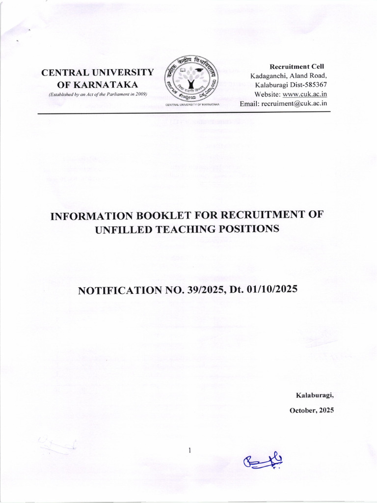UGC Teaching Recruitment 2025 Notification | PDF | Academic Degree ...