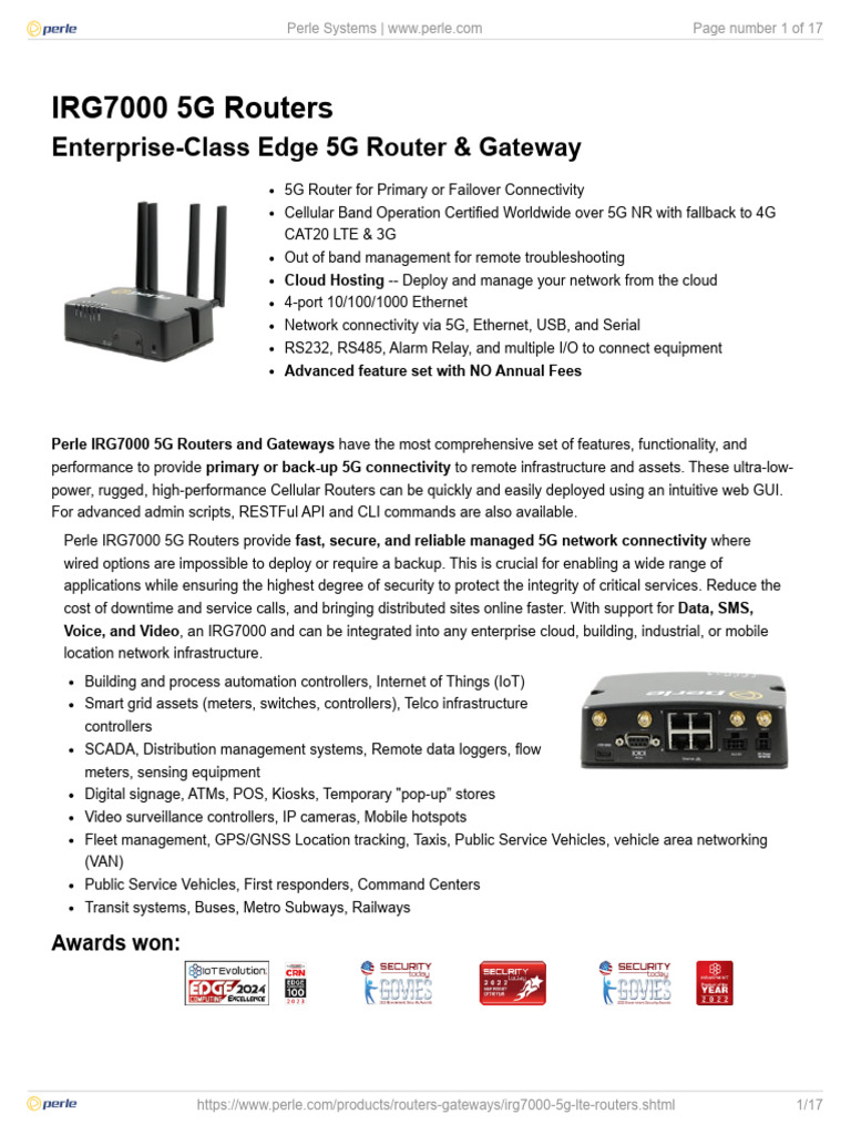 Perle Irg7000 5g Lte Routers | PDF | Firewall (Computing) | Computer ...
