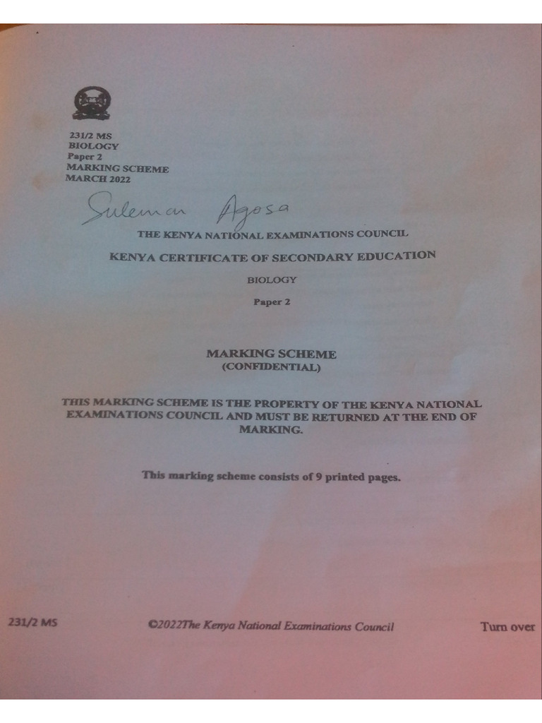 Kcse 2021 Bio P2 MS | PDF