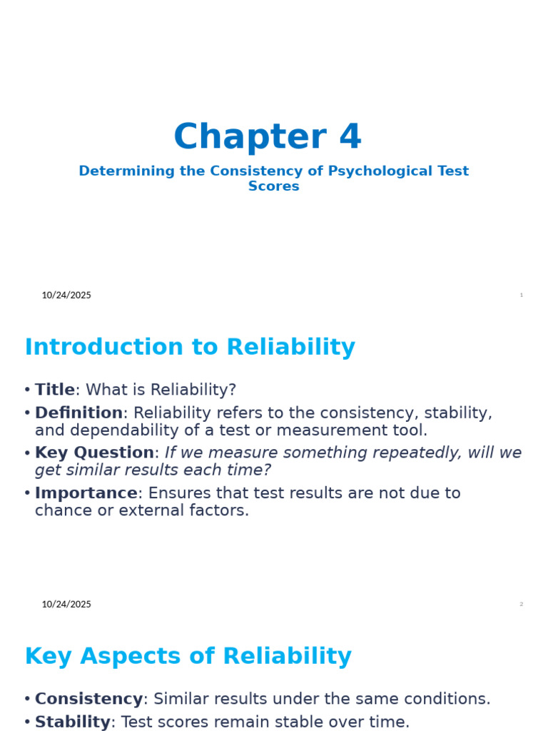 Understanding Psychological Test Reliability | PDF | Statistical ...
