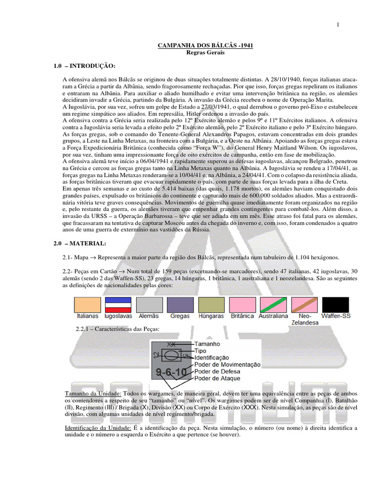 Regras Bálcãs | PDF | Divisão (militar) | Brigada