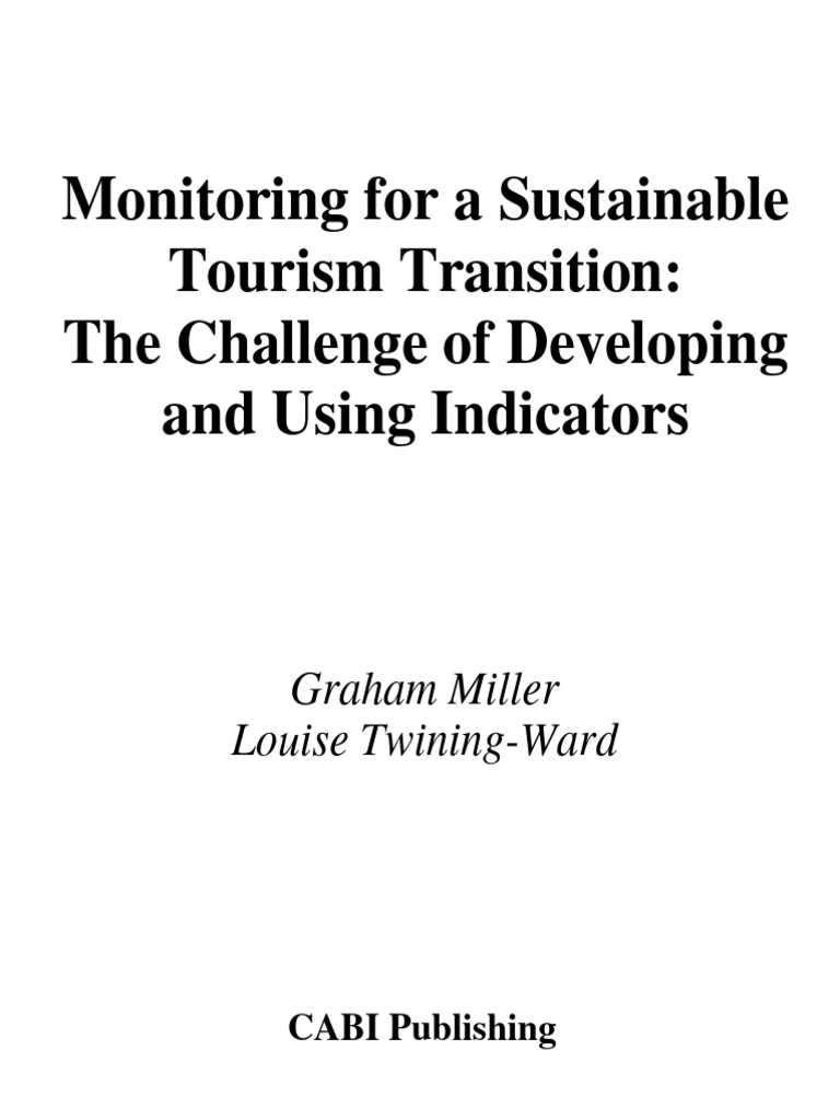 Monitoring For A Sustainable Tourism Transition: The Challenge of ...