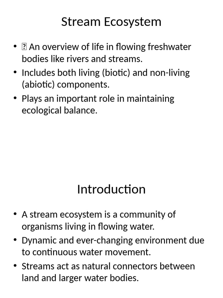 Stream Ecosystem Overview and Importance | PDF | Ecosystem | Aquatic ...