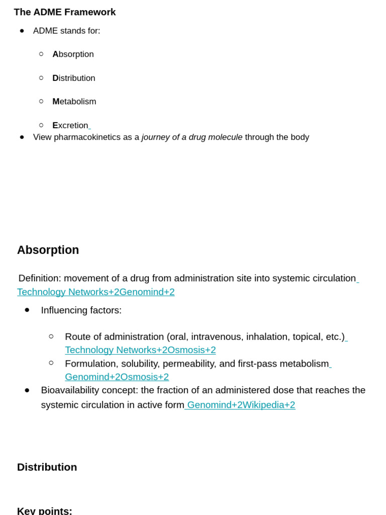 Understanding the ADME Framework | PDF | Pharmaceutics | Biochemistry