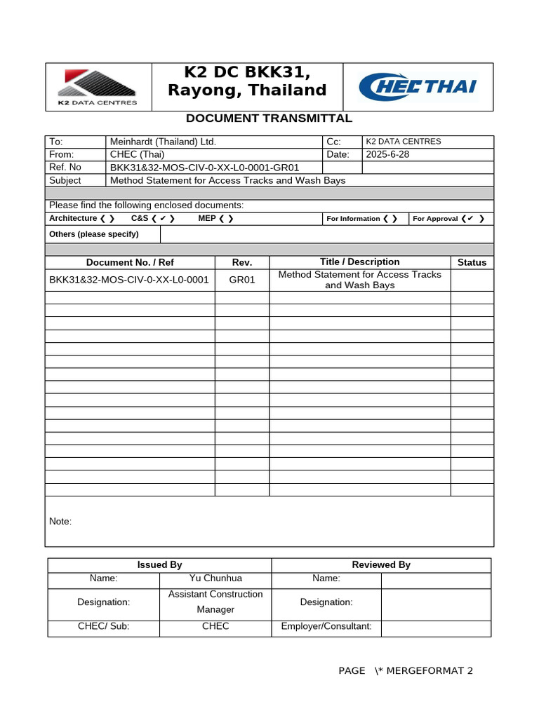 Method Statement for Access Tracks | PDF | Concrete
