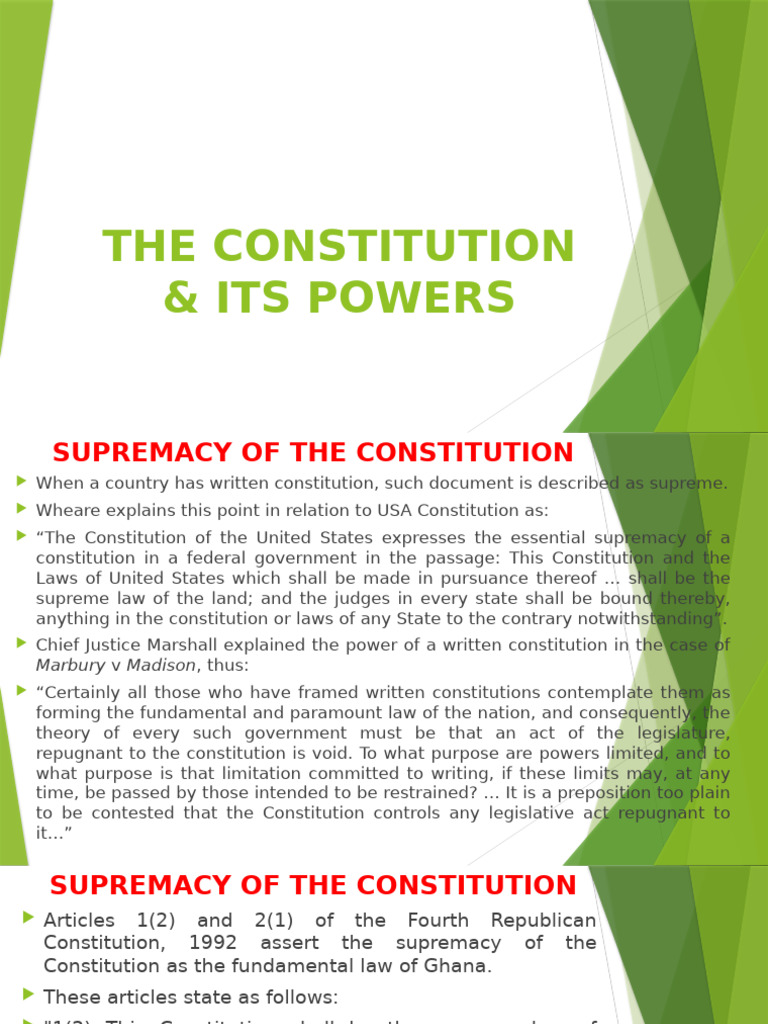 Supremacy of the Constitution Explained | PDF | Judicial Review ...