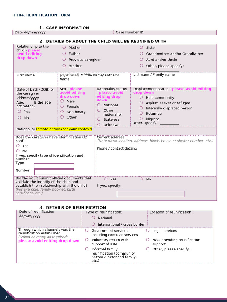 FTR4 Reuification Form | PDF | Identity Document | Nationality